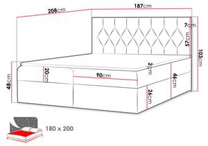 Boxspringbett Sky Braun - Breite: 187 cm