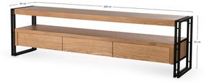 Meuble TV BOGOTA Marron - Bois massif - 200 x 55 x 42 cm