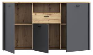 Sideboard Leone 4 Grau - Holzwerkstoff - 158 x 87 x 42 cm