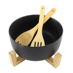 Salatschüssel Schwarz Set Bambus 21 cm Schwarz - Bambus - 21 x 17 x 21 cm