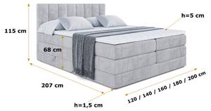 Boxspringbett OTTA KING Grau - Breite: 120 cm