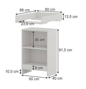 Wickelkommode Mona 40397 Weiß - Massivholz - 60 x 103 x 88 cm