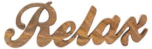 Schriftzug Relax Holzfigur Deko Holz Braun - Massivholz - 28 x 9 x 3 cm