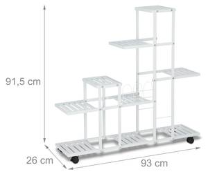 Étagère à plantes blanche Noir - Blanc - Métal - Matière plastique - 93 x 92 x 26 cm