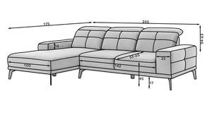 Ecksofa TORREN Hellrosa - Ecke davorstehend rechts