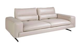 3-Sitzer-Sofa aus Leder und Stahl Grau - Echtleder - Textil - 233 x 87 x 112 cm