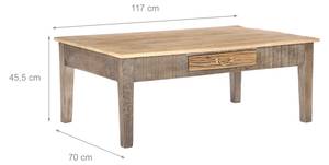 Table basse avec 117x70x455cm nature Marron - Bois massif - 70 x 46 x 117 cm