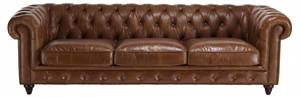 Sofa GASTON Braun - Echtleder - 99 x 73 x 247 cm