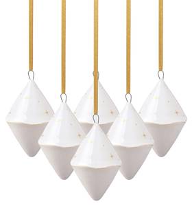 Ornamente Doppelkegel WinterGlow 6er Set Beige - Porzellan - 5 x 8 x 5 cm