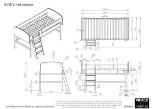 Hochbett KIDDY LB005 Weiß - Holzwerkstoff - Massivholz - 130 x 120 x 205 cm