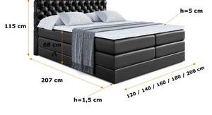 Boxspringbett BOXI8 KING Hochglanz Schwarz - Breite: 160 cm