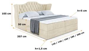 Boxspringbett VILA Ecru - Breite: 160 cm - H3