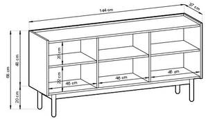 Sideboard BOHO SB144 3D Beige - Holzwerkstoff - Kunststoff - 144 x 68 x 37 cm