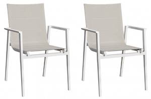 2 chaises jardin aluminium textilène Gris - Textile - 56 x 85 x 64 cm