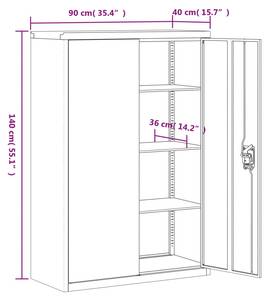 Aktenschrank 299865-2 Grau - Metall - 90 x 140 x 40 cm