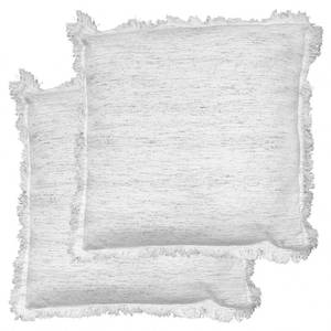 2 coussins franges coton naturel 40x40cm Blanc - Textile - 40 x 40 x 6 cm