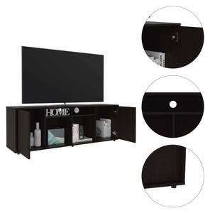 Meuble TV Prana Noir - Bois manufacturé - Matière plastique - 151 x 52 x 37 cm