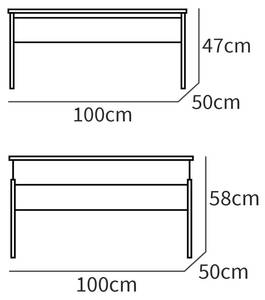 Couchtisch Höhenverstellbar BRI-1033 Weiß - Holzwerkstoff - Kunststoff - 100 x 47 x 50 cm