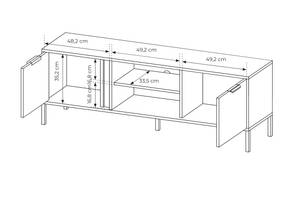 Meuble de télévision LARS RTV153 2D Noir - Doré - Bois manufacturé - Matière plastique - 154 x 54 x 40 cm