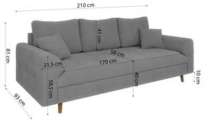 Sofa Oskar 3-Sitzer Grau