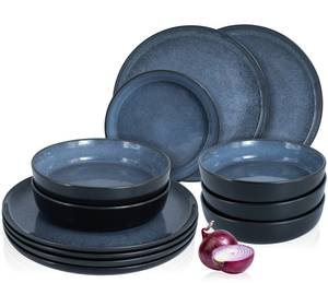 VIDA Keramik Dinner Geschirr-Set 12tlg Blau - Ton - Porzellan