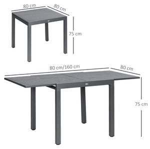 Gartentisch 84G-376V00CG Grau - Metall - 80 x 75 x 160 cm