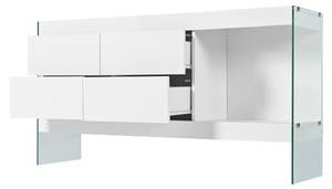 LED-Sideboard Neptunus Ⅲ Weiß - Holzwerkstoff - Metall - Massivholz - Holzart/Dekor - 35 x 74 x 140 cm