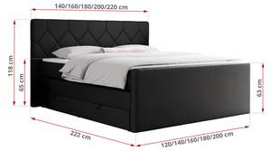 Boxspringbett KING EIGAR Breite: 220 cm - H4 - Kunstleder