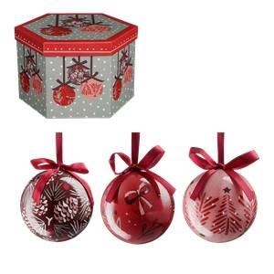 Weihnachtsbaumkugeln-Set Rot - Papier - Textil - 8 x 8 x 8 cm