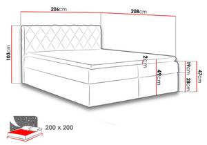 Boxspringbett Paros Hellbraun - Breite: 206 cm