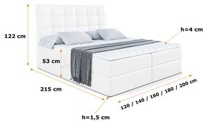 Boxspringbett BRUGO Weiß - Breite: 160 cm - H3