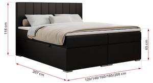 Boxspringbett ALLY Breite: 180 cm - H3 - Kunstleder