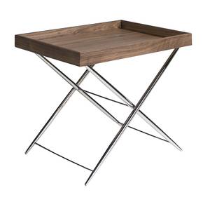 Table d'angle en bois de noyer et acier Marron - Métal - Bois massif - Bois/Imitation - 61 x 52 x 48 cm