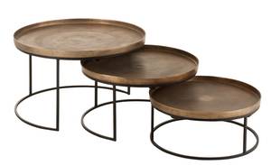 Set de 3 tables gigogne ronde aluminium Marron - Métal - 47 x 45 x 47 cm