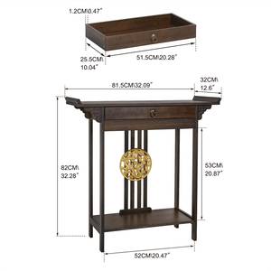 Konsolentisch Flurtisch Holz Vintage Braun - Bambus - 32 x 82 x 82 cm