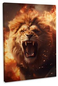 Leinwandbild Fire Lion 80 x 120 cm