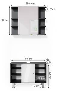 Badmöbel Set Fynn 34721 Anthrazit - Hochglanz Weiß - 80 x 64 x 32 cm