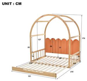 Hausbett WEI AGB17 Braun - Holzwerkstoff - Massivholz - 151 x 170 x 210 cm