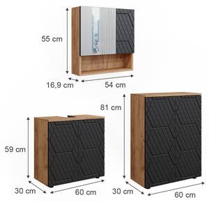 Badmöbel Set Irma 47171 Esche Schwarz Dekor - Sonoma Eiche Trüffel Dekor