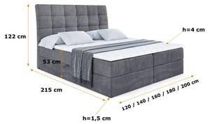 Boxspringbett BRUGO Dunkelgrau - Breite: 120 cm - H3