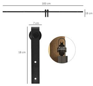 Schiebetor B81-031 Schwarz - Metall - 1 x 18 x 183 cm