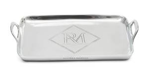 RM Monogram Mini Tabletts Silber - Metall - 15 x 4 x 25 cm