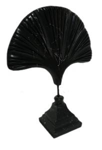 Skulptur Blatt 2er Set Oval Schwarz Marm Schwarz - Kunststoff - Stein - 10 x 34 x 10 cm