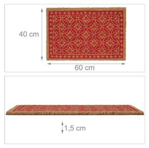 Tapis en coco avec motif floral Marron - Rouge - Fibres naturelles - Matière plastique - 60 x 2 x 40 cm