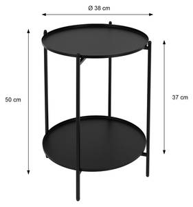 Table d'appoint 2 plateaux Ø38x50cm Noir - Métal - 35 x 50 x 35 cm