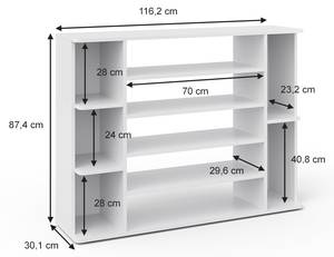 Schuhschrank Levin Weiß Weiß - Holzwerkstoff - 116 x 40 x 30 cm