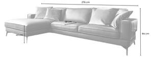 Ecksofa LUGA Grau - Echtleder - Textil - 276 x 84 x 177 cm