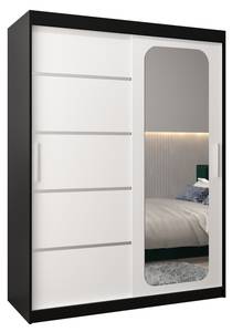 Armoire à portes coulissantes promo v2 Noir - Blanc - Largeur : 150 cm - 2 porte