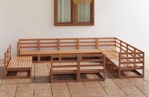 Garten-Lounge-Set (12-teilig) 3009851-1 Braun - Massivholz - Holzart/Dekor - 70 x 67 x 70 cm