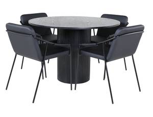 Essgruppe Bianca 11 Schwarz - Massivholz - 110 x 74 x 110 cm